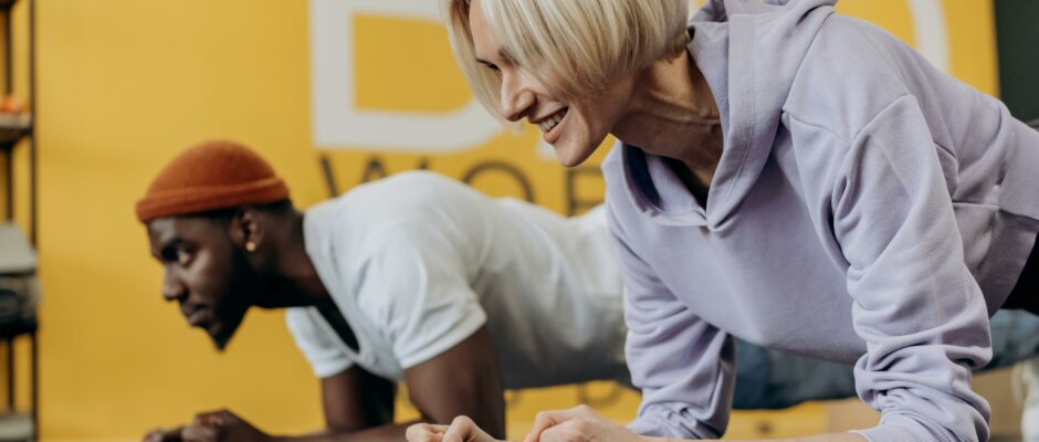 A man and women is doing exercise